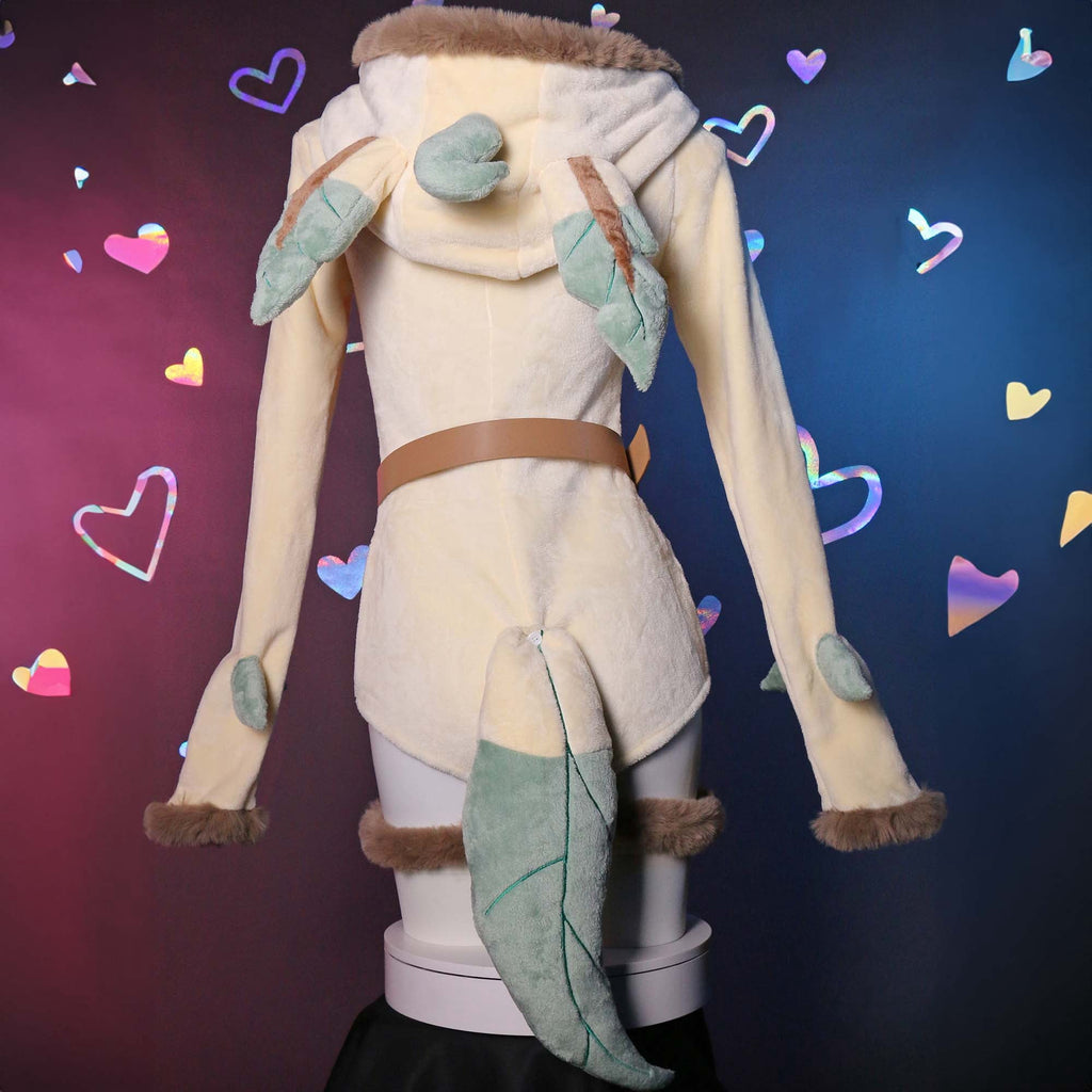 Women sexy Fluffy Hooded Bodysuit Halloween Deep V Kawaii One Piece Lingerie Rompers with Choker and Socks