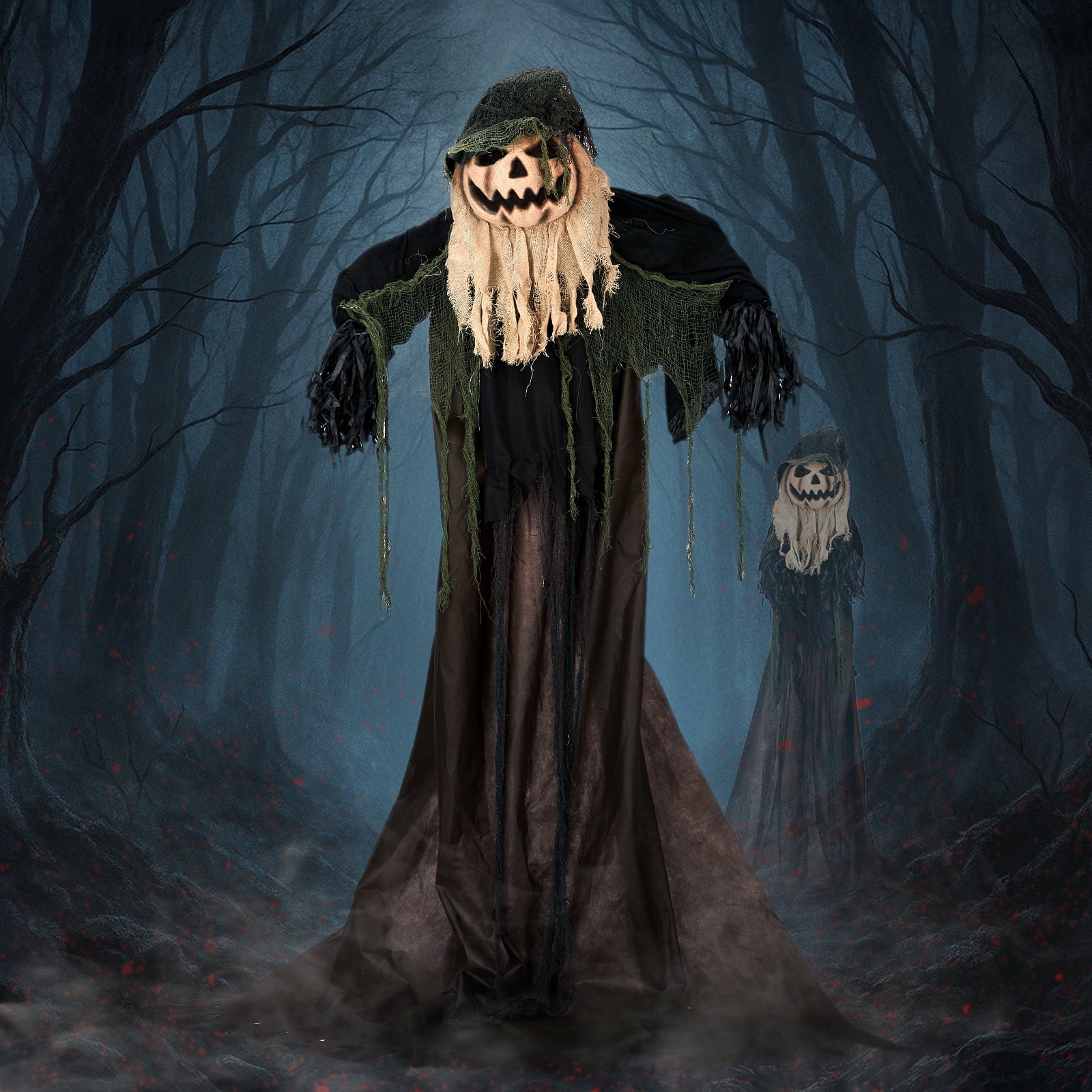Ktaxon 6ft Pumpkin Man Animated Animatronic Decoration Creepy Halloween w/ Classic Cape Creepy Cloaked Jack-o'-Lantern for Porch & Yard