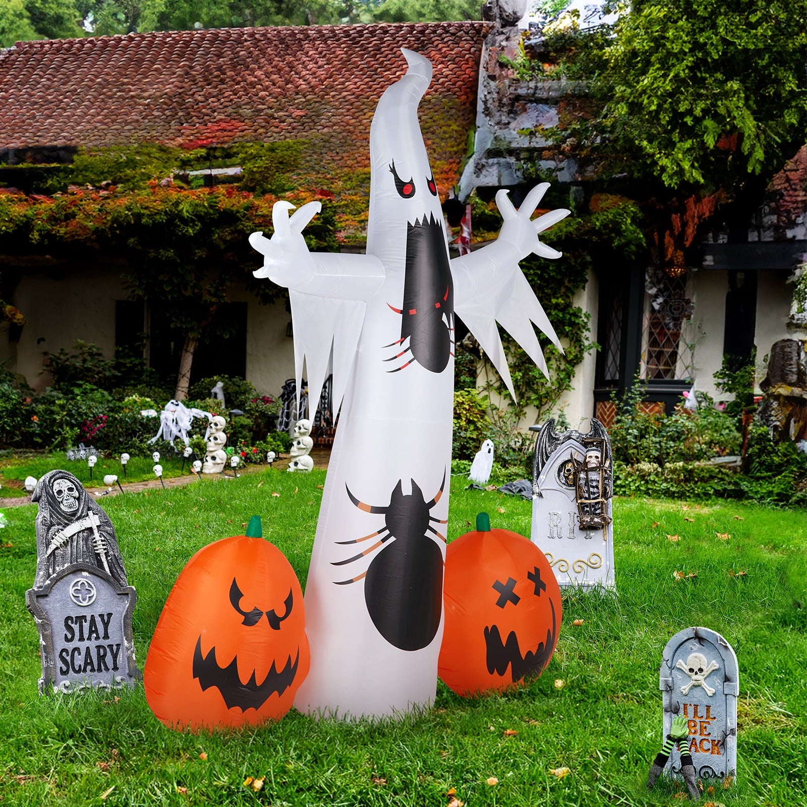 Zimtown 12 FT Halloween Inflatables Ghost Pumpkin Outdoor Halloween Decoration