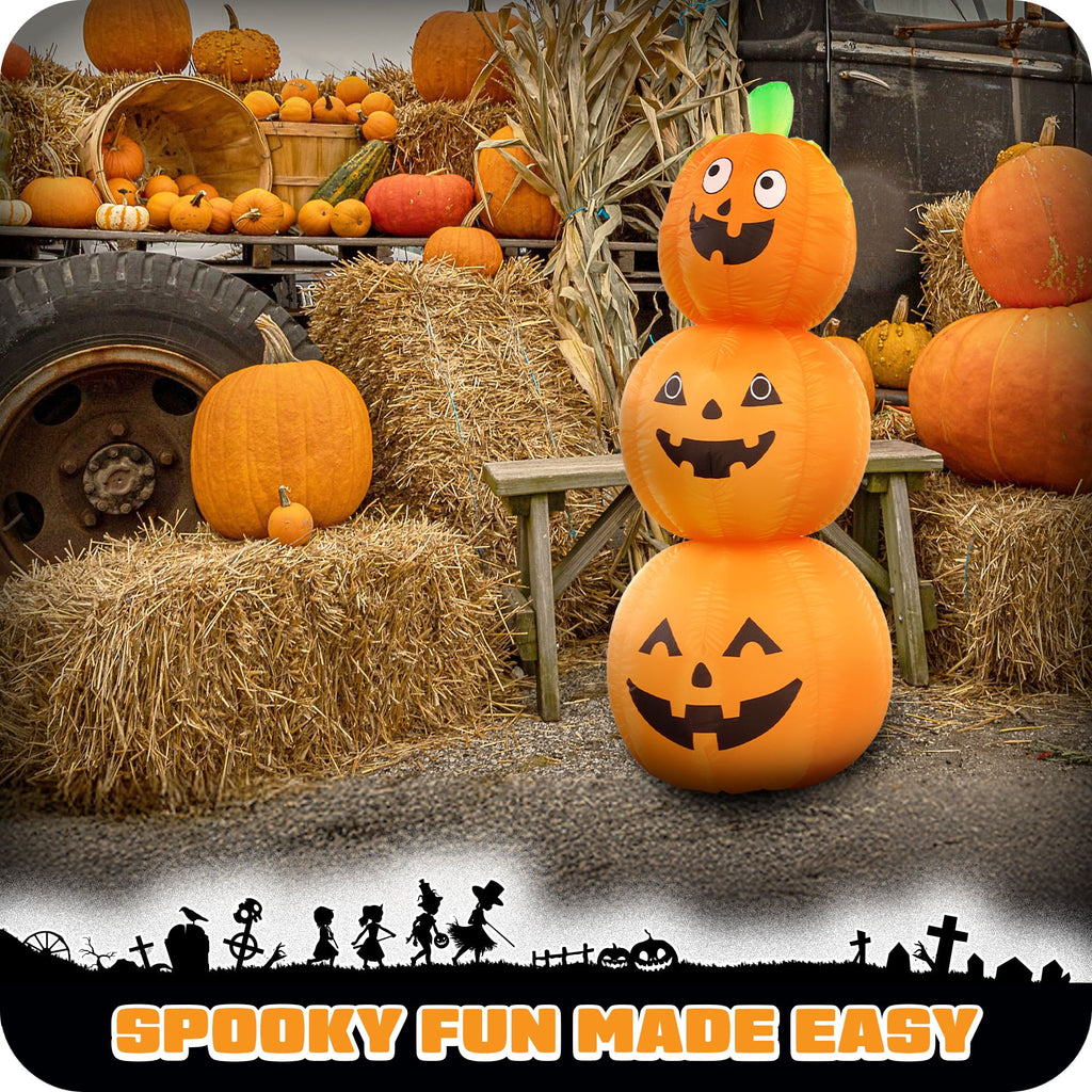 G128 4ft Halloween Pumpkin Inflatable with LED Lights Outdoor Yard Decoration Fast Inflate