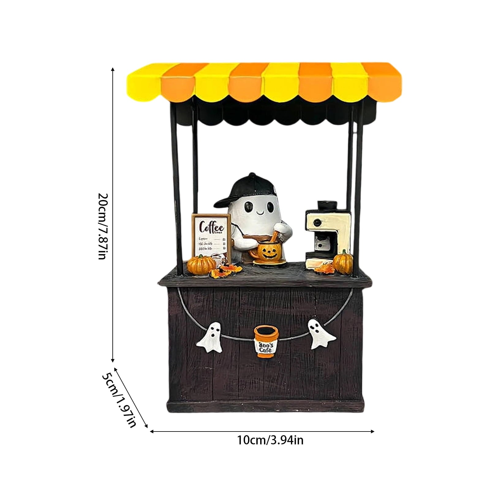 Halloween Spooky Coffee Stand, Ghost Barista Booth Figurine, Spooky Coffee Statue Built with Spooky Little Coffee Stand, Freshly Boo’d Coffee Ghost Fall Decor, Creative Birthday & Holiday Gift