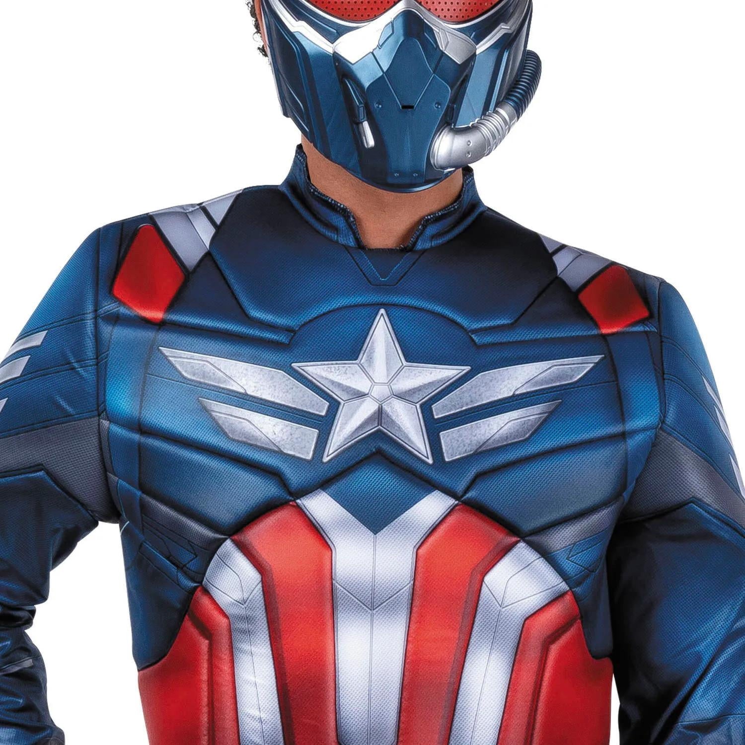 Marvel Men's Captain America Halloween Costume Jumpsuit 2pc - Red Medium