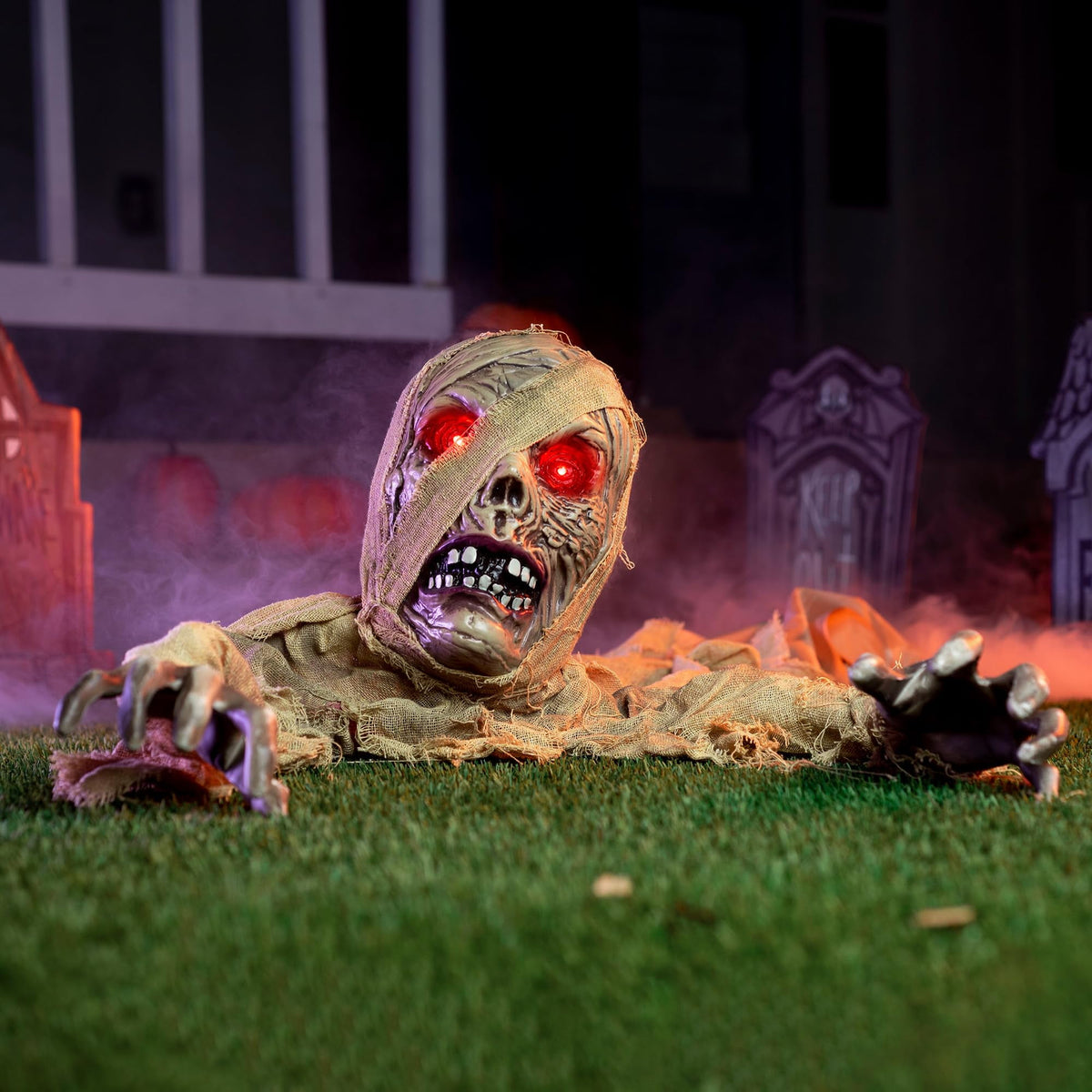 Joyfy Halloween Decorations Outdoor Groundbreaker Creepy Life Size Light Up Climbing Zombie Groundbreaker with Sound,Motion Activated Halloween Decorations Haunted House Decorations