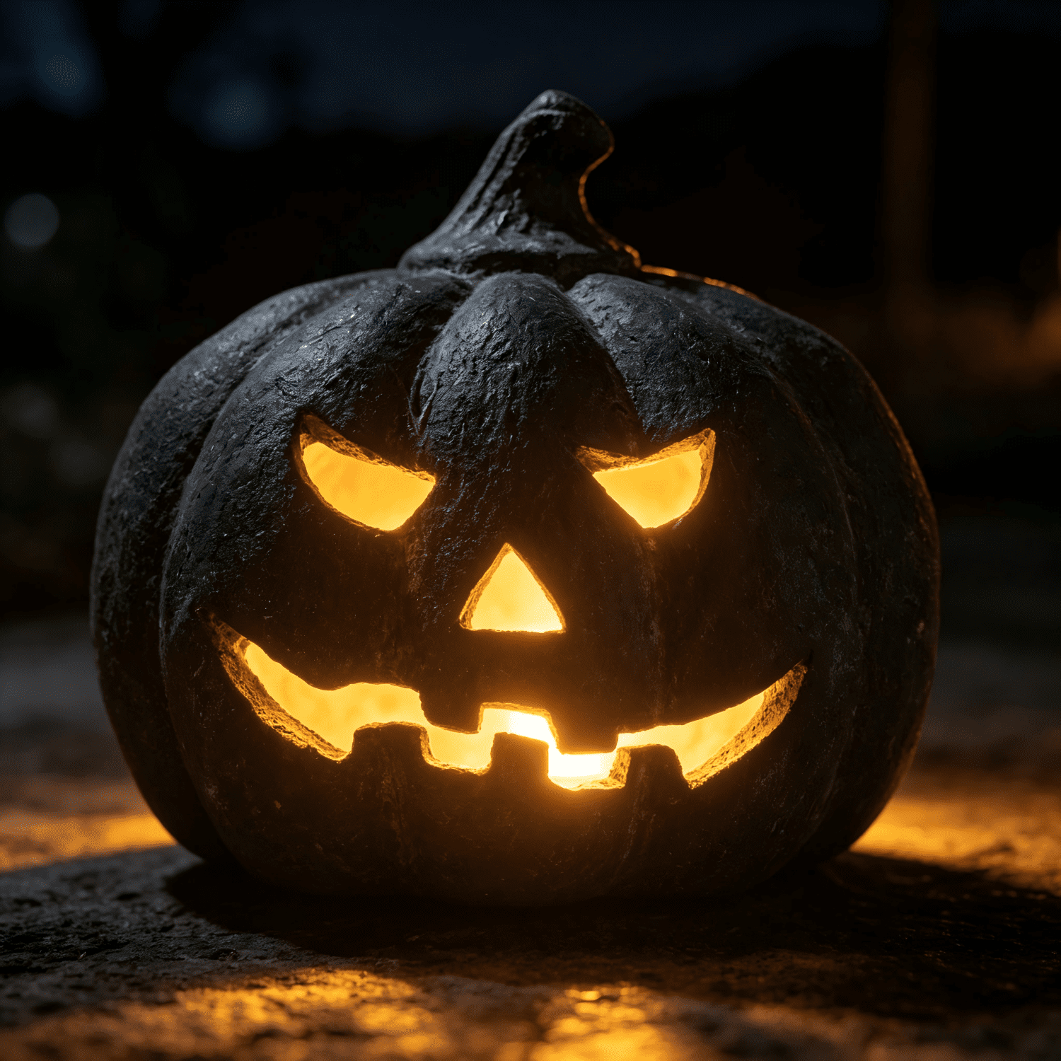 Halloween Decorations - 9.8" Black Handmade Resin Jack O Lantern Pumpkin Fall Decor, Indoor Outside Gothic Festival House Centerpiece Decoration for Table Garden Living Room Mantel