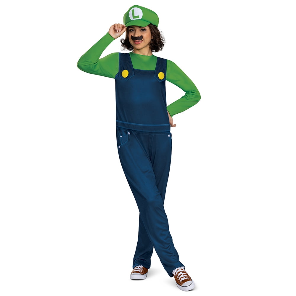 Nintendo Super Mario Bros. Luigi Halloween Costume for Adults, Mens Size XL (40/42), by Disguise