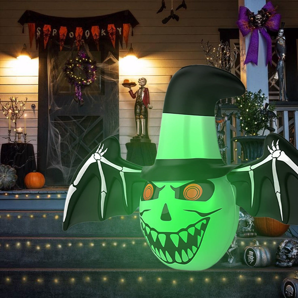 HOARBOEG Halloween Inflatable LED Pumpkin Ball, Color Changing Remote Control Light Up Decor for Yard, Party, Indoor & Outdoor, 39in Spooky Inflatable Decorations Lights, PVC Blow Up Halloween Decor