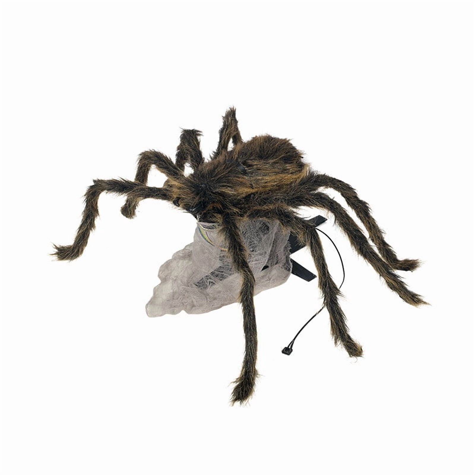 AHGQT Halloween Animated Jumping Spider Decoration, 30x7Inchs Scary Realistic Electric Bouncing Spider with Sound and Light Effects, Large Spider for Halloween Yard Decorations