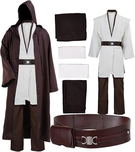 Adults Knight Costume Men's Tunic Hooded Robe Outfits Halloween Robe Hooded Uniform Full Set