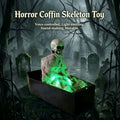 Animated Halloween Skeleton Coffin Decoration, Voice Activated Po*p Up Skeleton with Green LED Lights and Spooky Sounds, Horror Tabletop Prop for Halloween Party Home Decor Haunted House Display
