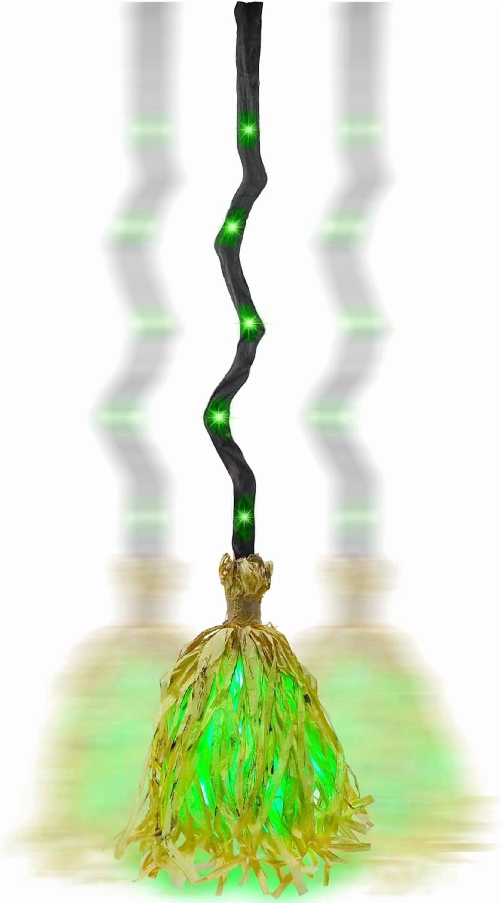 Anmrize 35" Animated Witches Broom Halloween Decor Magic Witch Broomstick | Moving, Sound/Touch Activated, Light up, Spooky Sounds, Dancing, for Indoor & Outdoor Porch, Halloween Party Decorations