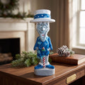 Artificial Snowman Blow Mold Christmas Decoration with LED Lights Classic Winter Character Figurine for Halloween Porch and Mantel, 12 Inch