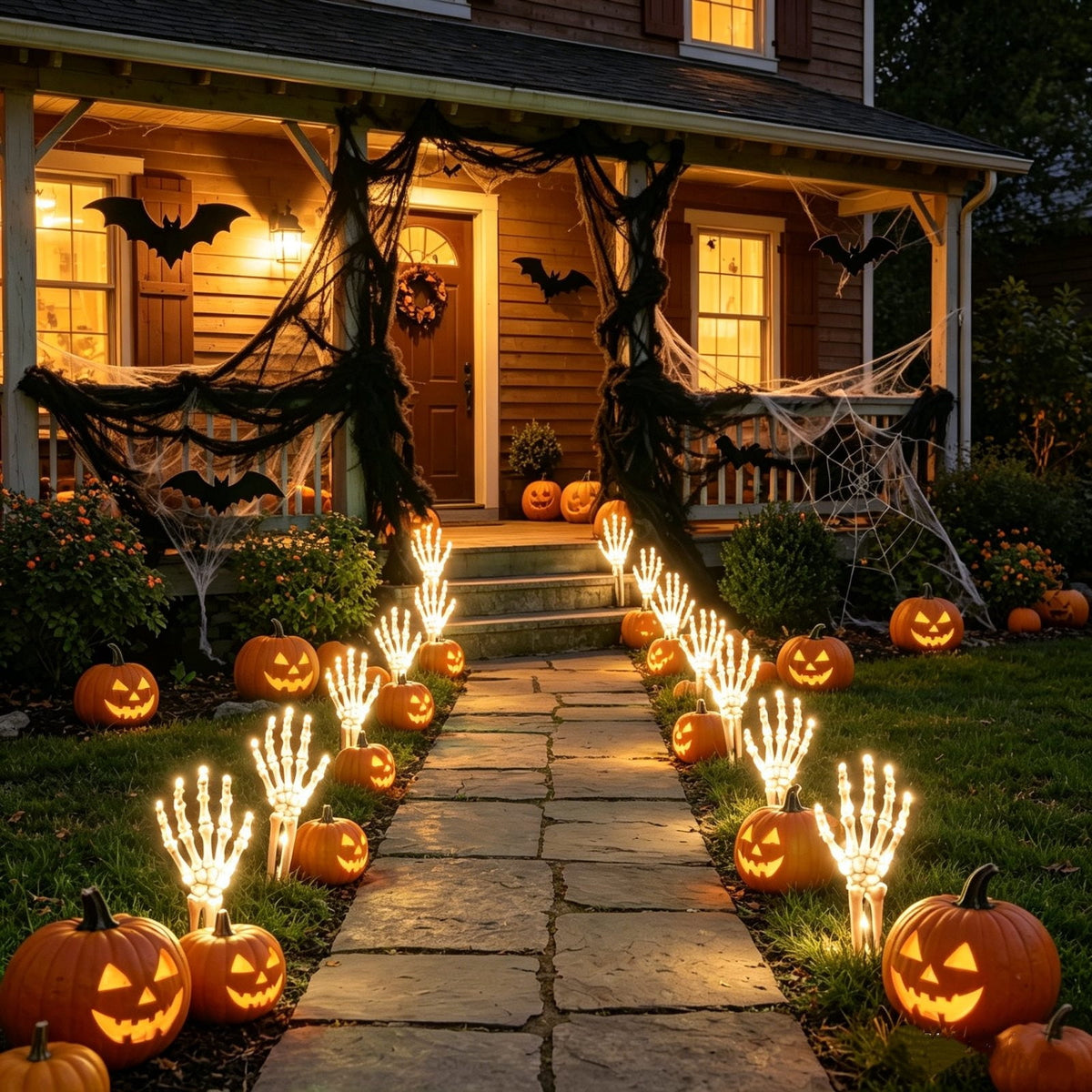 AuroraX Halloween Skeleton Hand Stake Skeleton Hand Solar Light LED Outdoor Battery Operated Waterproof Halloween Decorations for Yard Green