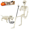 Ayieyill 2pcs Skeleton and Dog Skeleton Halloween Decorations Posable Skeletons Halloween Decorations Indoor Outdoor