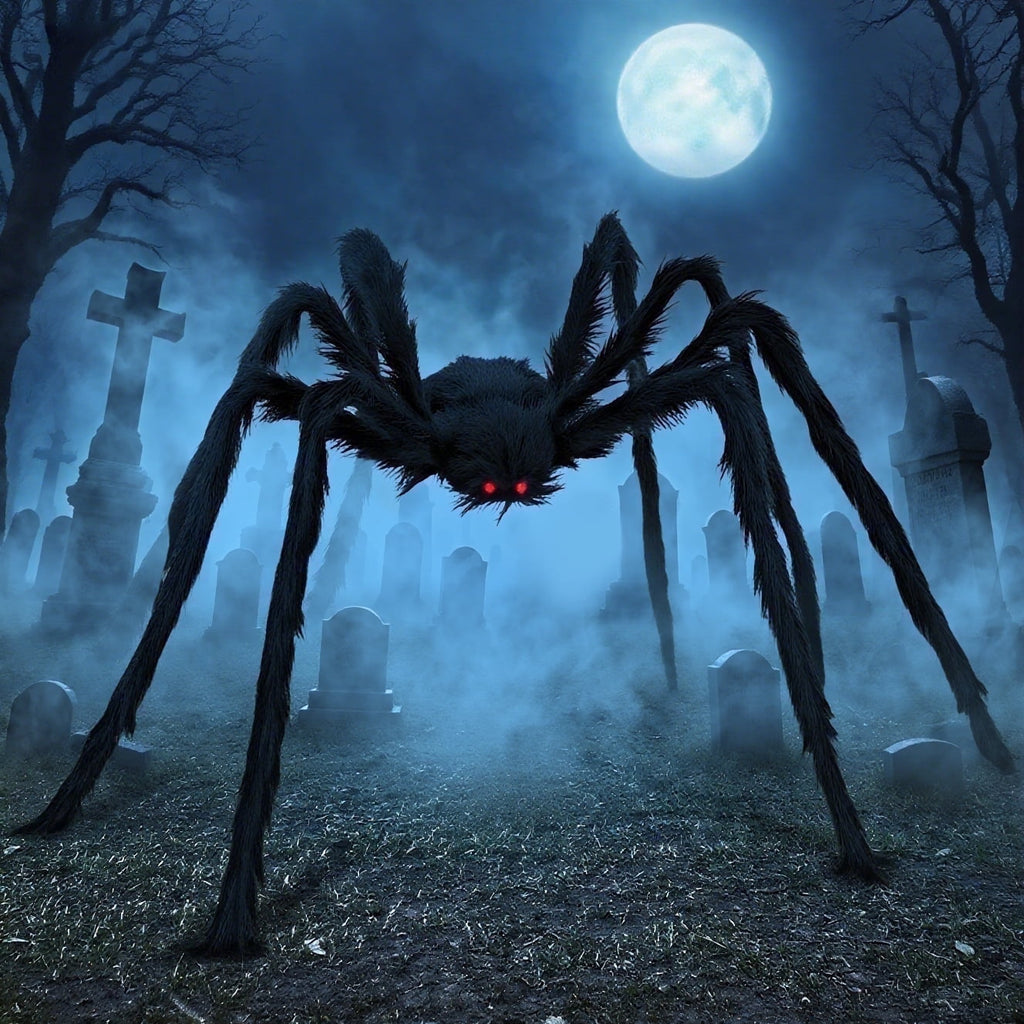 Ayieyill Spider Halloween Decorations Outdoor, 5FT Scary Giant Spider for Halloween Yard Decorations, Haunted House Props, 1pc
