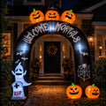 BEEPRINCESS 10FT Halloween Inflatable Arch for Outdoor Decor, LED Lighted Scary Archway with Ghost & Pumpkin, Blow Up Yard Decoration for Haunted Party Graveyard