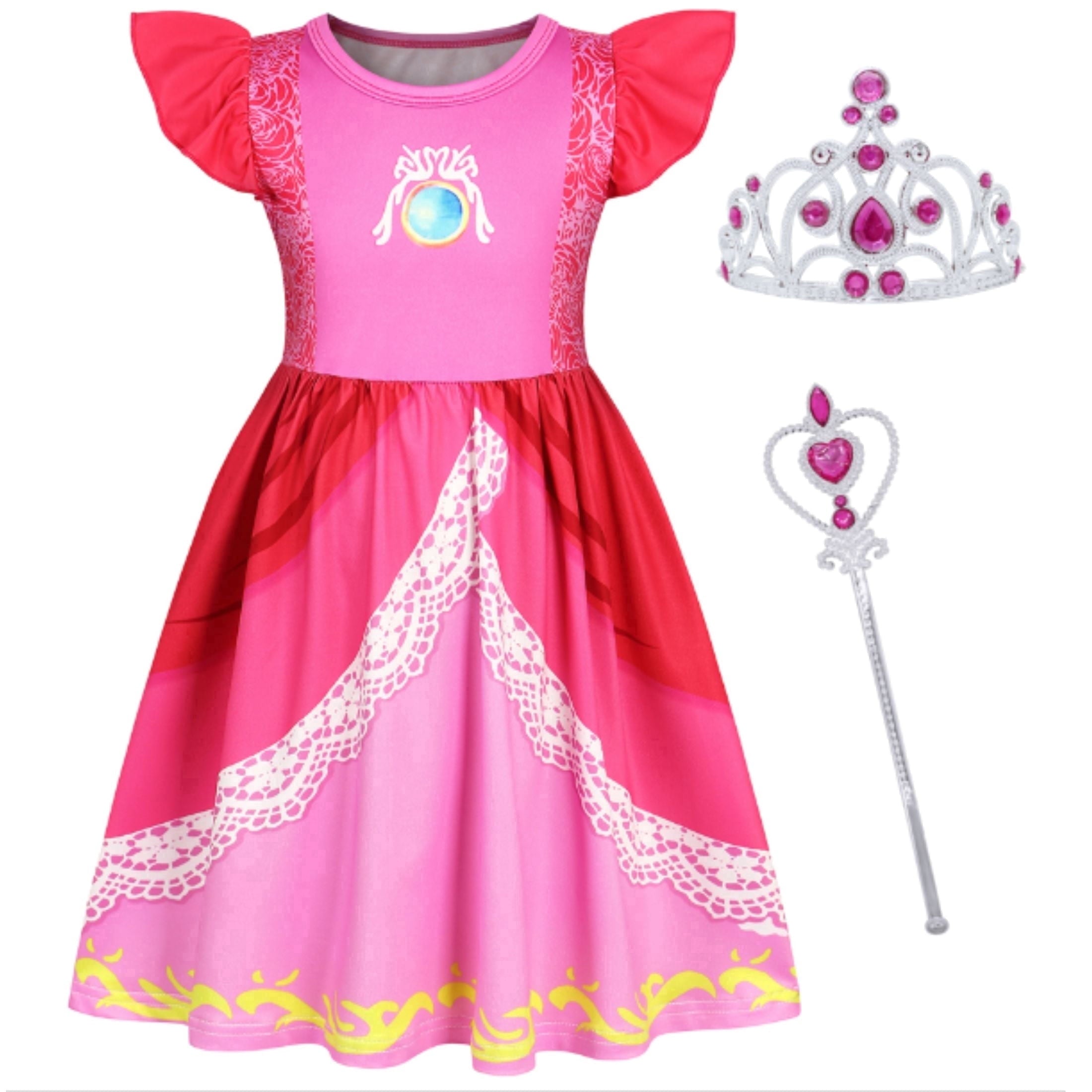 Benylion Toddler Girls Pink Polka Dot Dresses Birthday Party Fancy Dress Up Costume for 7-8 Years