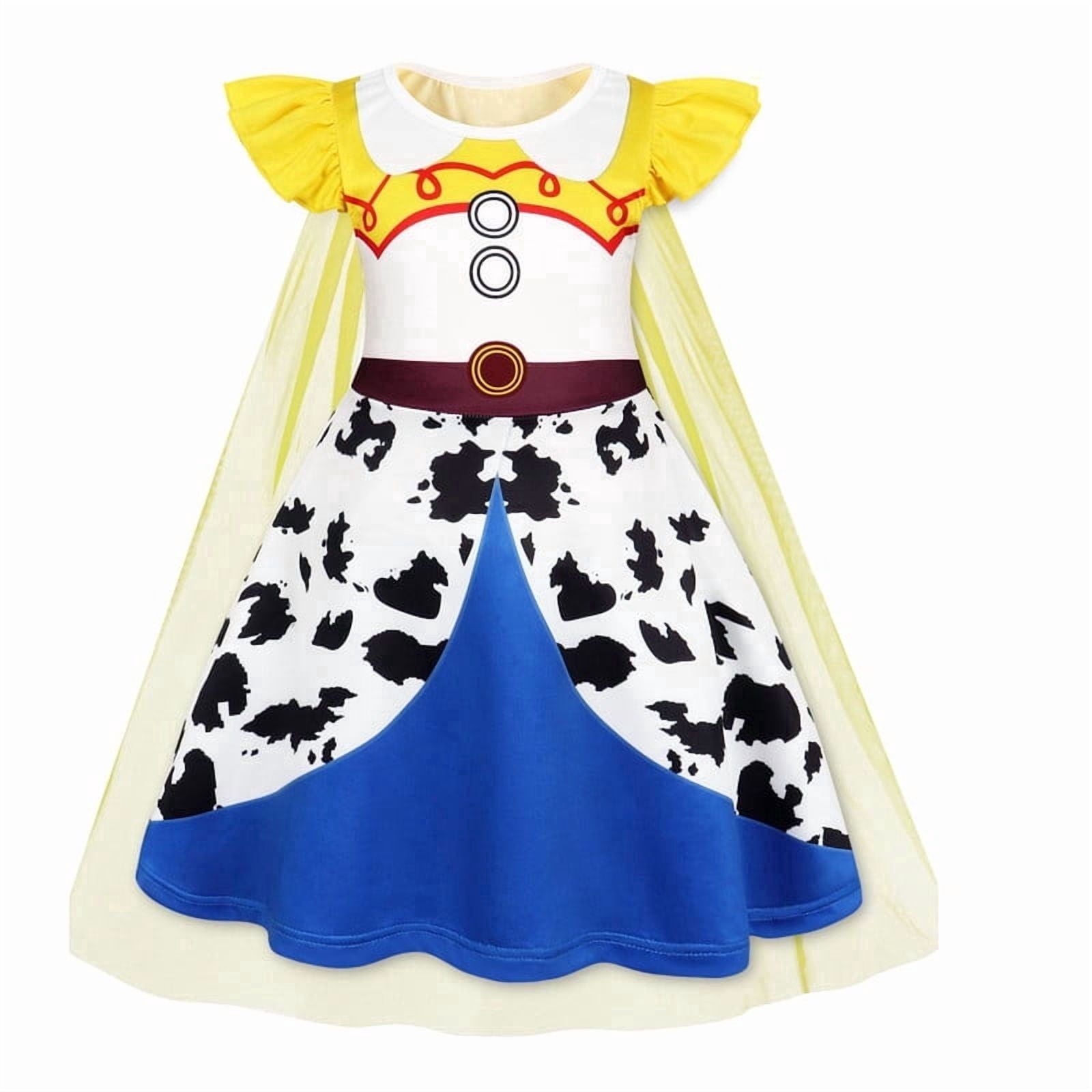 Benylion Girls Ice Princess Dress Halloween Cosplay Costumes With Tulle Cape Kids Birthday Party Dress up Outfit for 7-8 Years