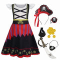 Benylion Girls Pirate Costume for Kids Halloween Party Dress Up Toddler Pirate Christmas Cosplay Outfit with Accessories for 5-6 Years