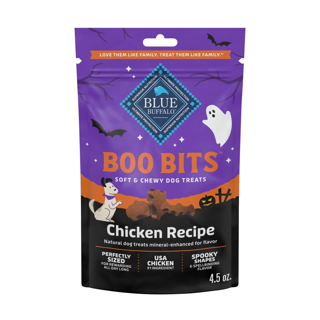 Blue Buffalo Boo Bits Soft & Chewy Halloween Dog Treats, Tasty Chicken Recipe, 4.5-oz Bag