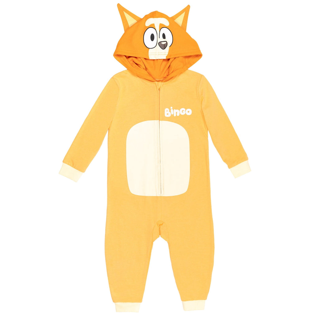 Bluey Little Kids' Boy or Girl Cosplay Hooded Coverall Bingo Orange