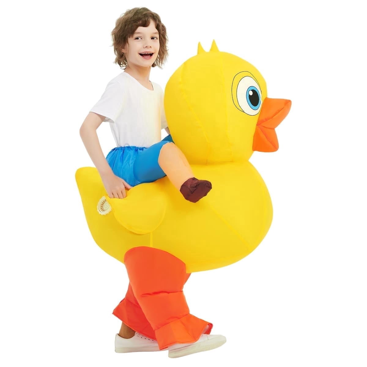 COMIN Inflatable Duck Costume for Kids Cute Blow up Duck Costume Funny Party Cosplay Halloween Costume for Unisex Boys Girls