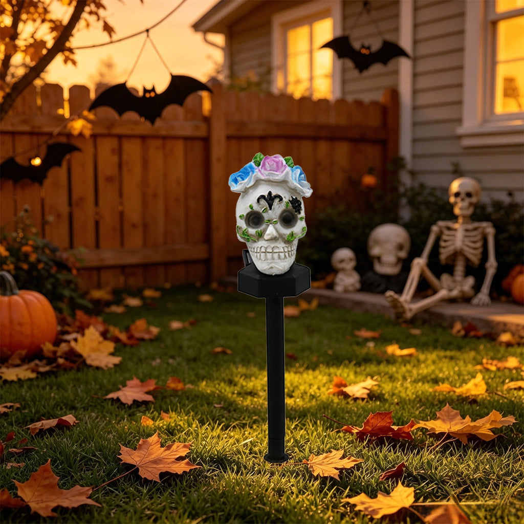 CRAGRSI Solar Halloween Skeleton Stake Lights Outdoor Skull Yard Lights Halloween Skeleton Garden Decor Black Solar Powered Waterproof for Yard, Lawn, Patio, Walkway, Garden, Halloween Outdoor Decor