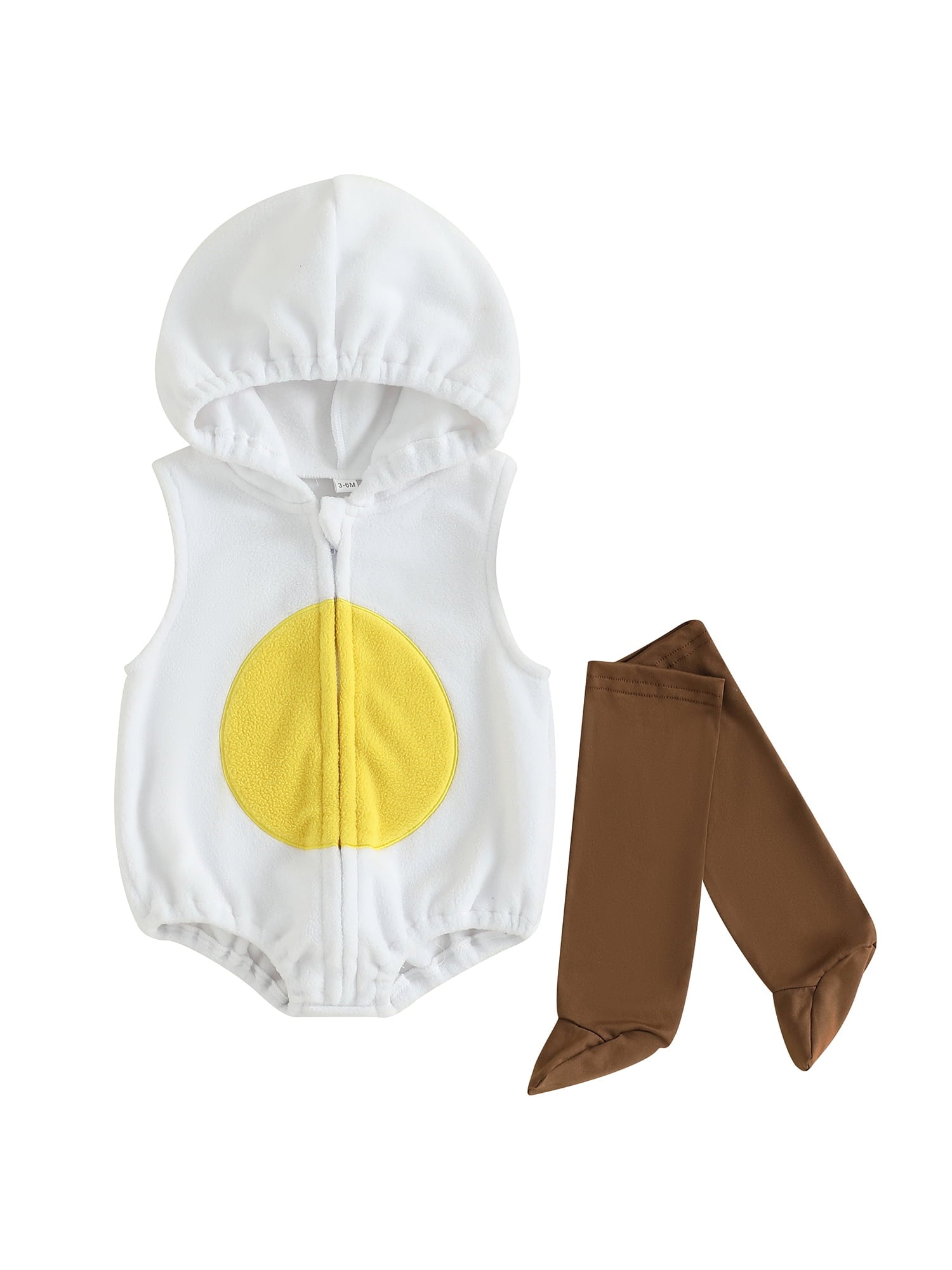 Cjfdfy Newborn Baby Boy Girl Halloween Animal Costume Infant Baby Fox Puppy Dog Frog Poached Egg Costume Fall Winter Sleeveless Hooded Zipper Romper Leg Warmers Set Toddler Halloween Cosplay Outfits