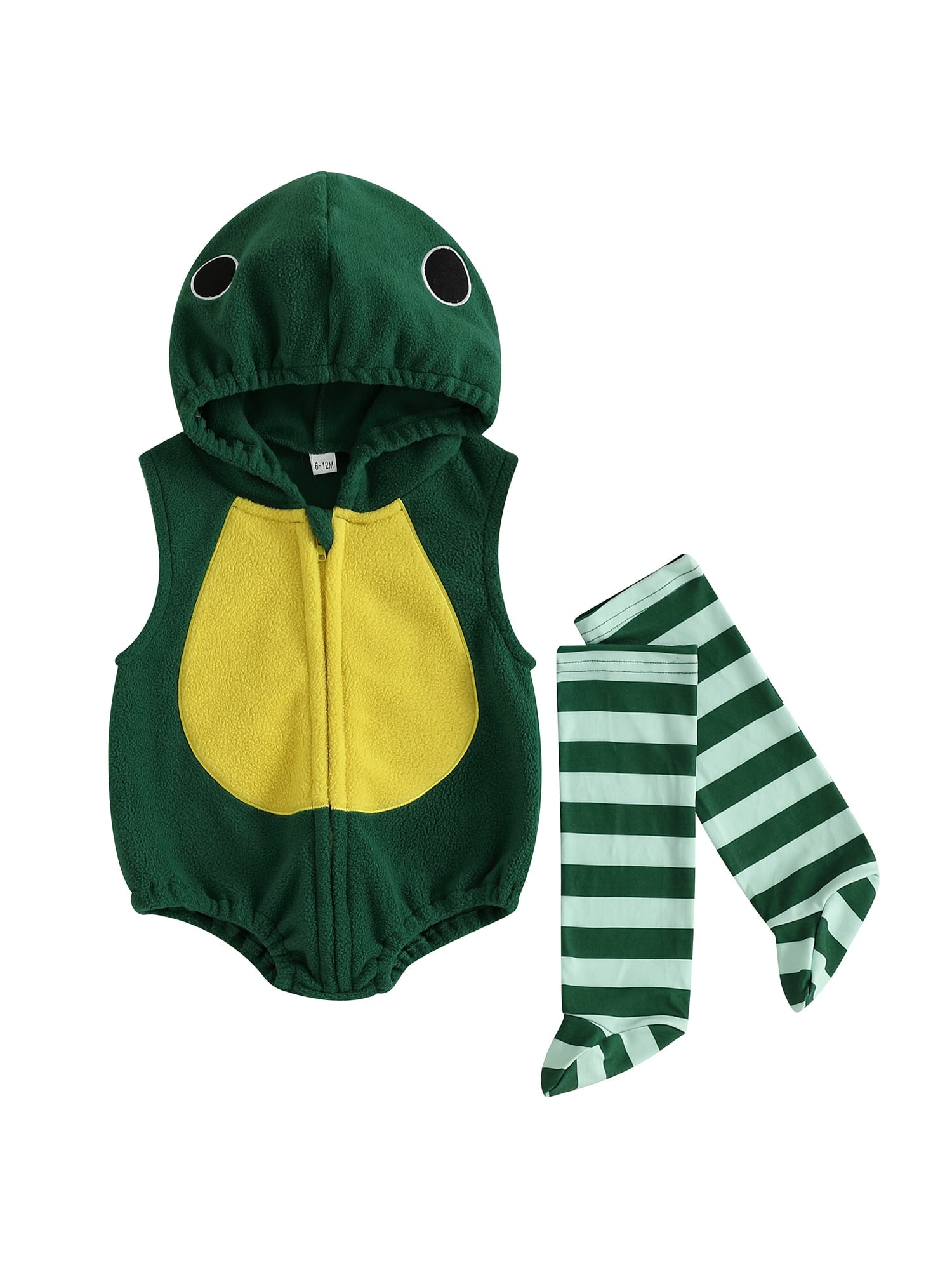 Cjfdfy Newborn Baby Boy Girl Halloween Animal Costume Infant Baby Fox Puppy Dog Frog Poached Egg Costume Fall Winter Sleeveless Hooded Zipper Romper Leg Warmers Set Toddler Halloween Cosplay Outfits