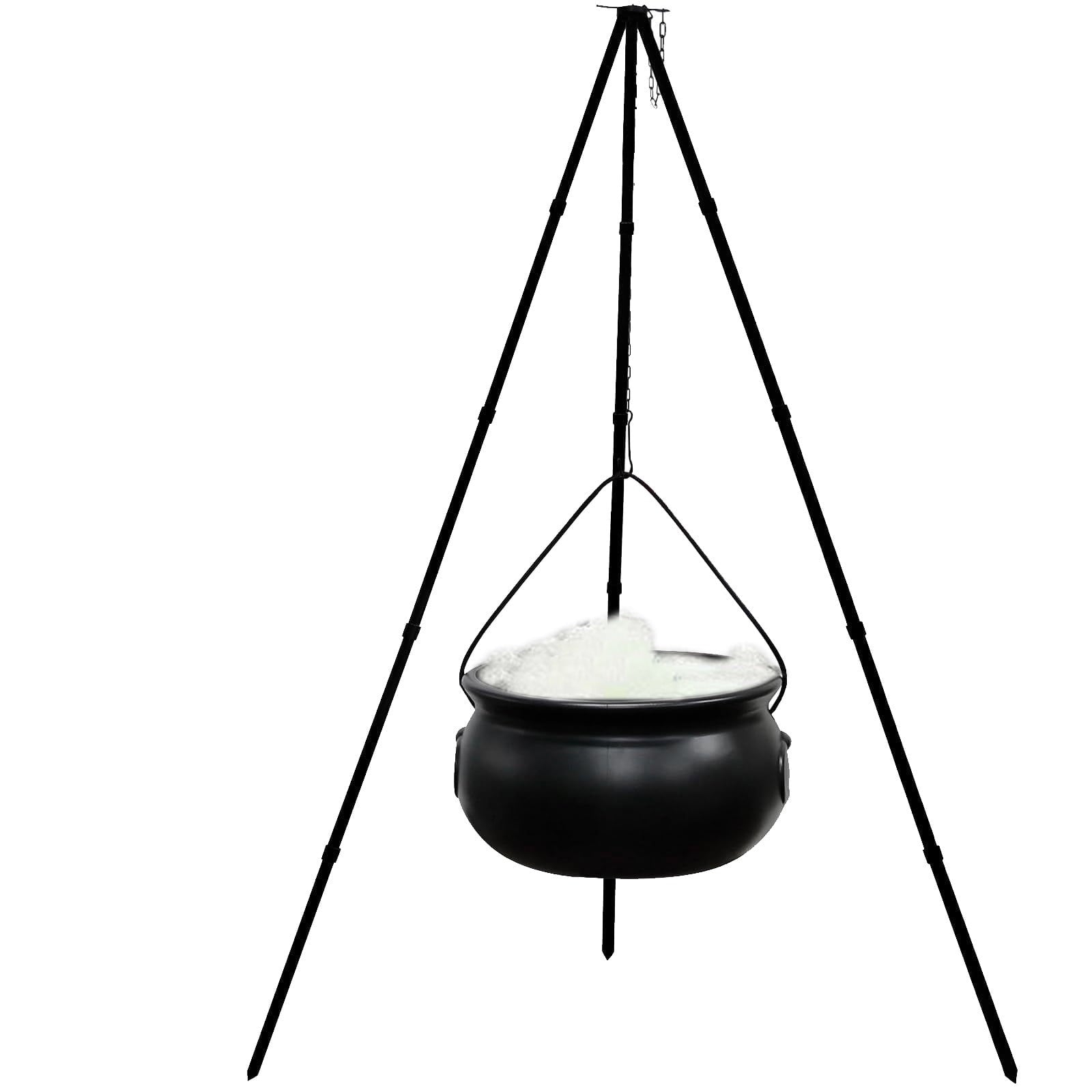 Large Halloween Witches Cauldron with Lights Black Plastic Bowl Outdoor Decor,Halloween Party Decorations,Large Witches Cauldron on Tripod with Lights,for Patio Garden Lawn Decor