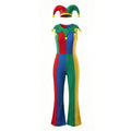 Clown Costume Set for Halloween Cosplay, Multicolor Circus Show Clown One-Piece Outfit Jumpsuit for Halloween Carnival Party Suit, Halloween Costume for Women, M