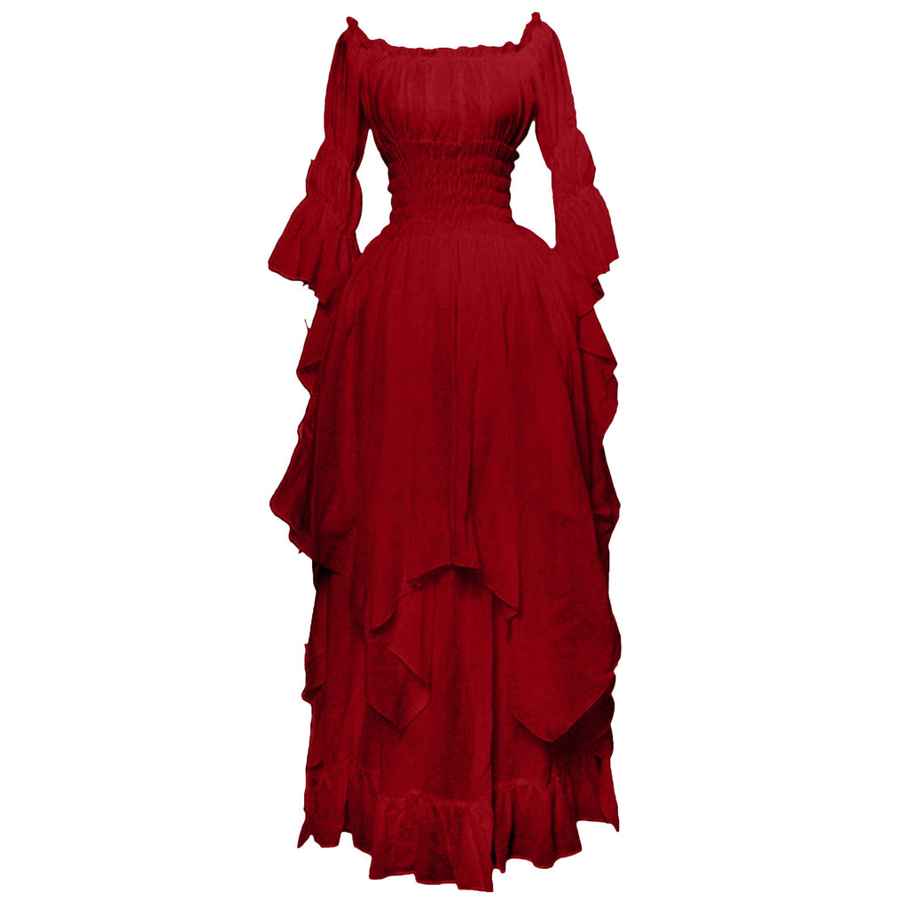 LYXSSBYX Maxi Dresses for Women Women's Long Sleeve Neck Dress Floor Length Cosplay Dress Plus Size Dress