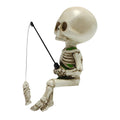 Darzheoy Halloween Fishing Skeleton Garden Accessory, Mini Skeleton Figurines Statue Decor Pond Waterfalls Gothic Home Office Desk Holiday Ornament