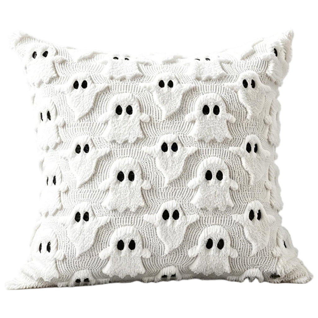 Decorative Pillow Plush Ghost Throw Pillow Cover 18 X 18 Inch 1 Piece for Couch Bedroom Halloween Home Decor