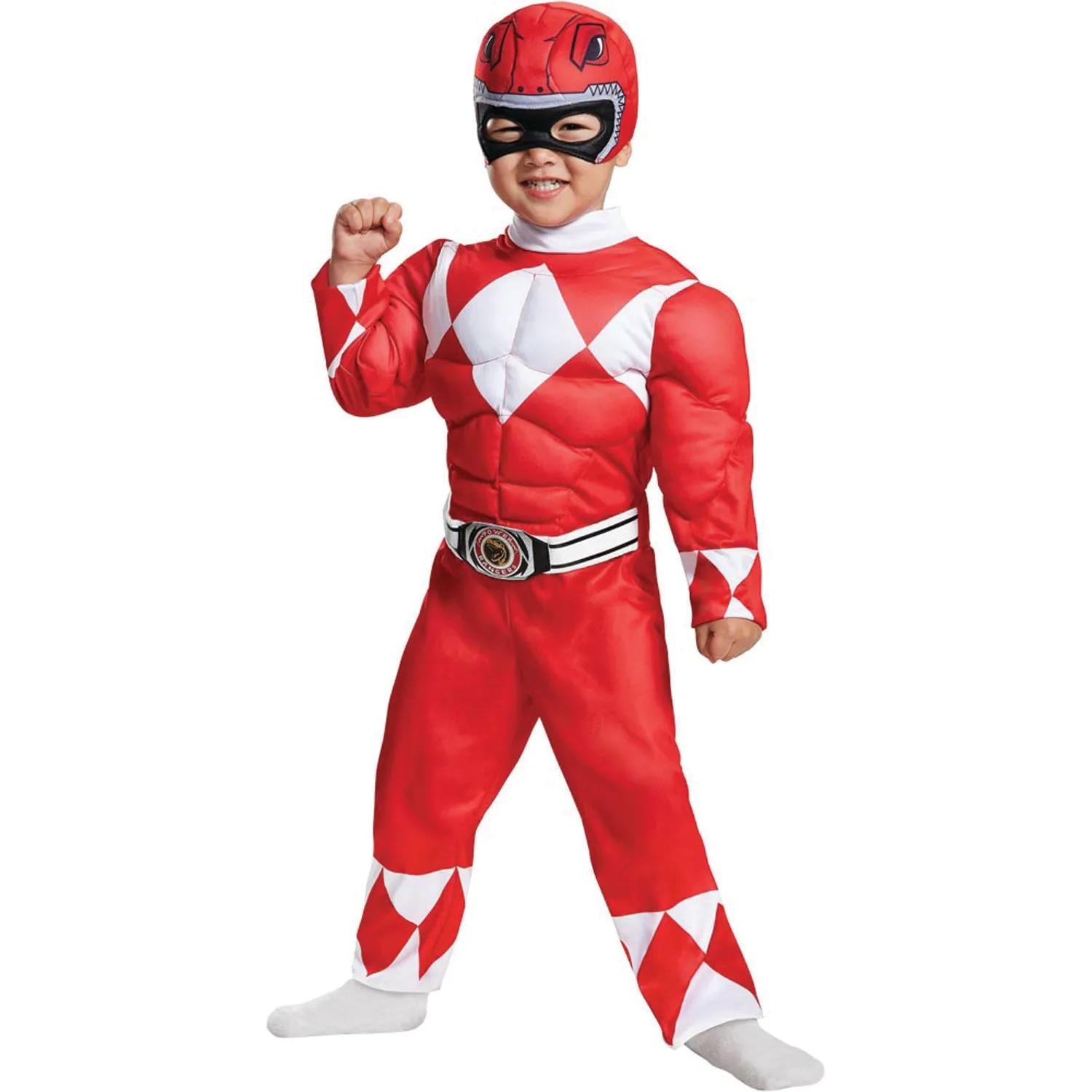 Disguise Toddler Boys' Mighty Morphin Red Ranger Muscle Jumpsuit Costume - 3T-4T