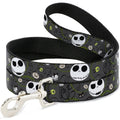 Disney Pet Leash, Dog Leash, Nightmare Before Christmas Jack Expressions Halloween Gray, 6 Feet Long 1.0 Inch Wide