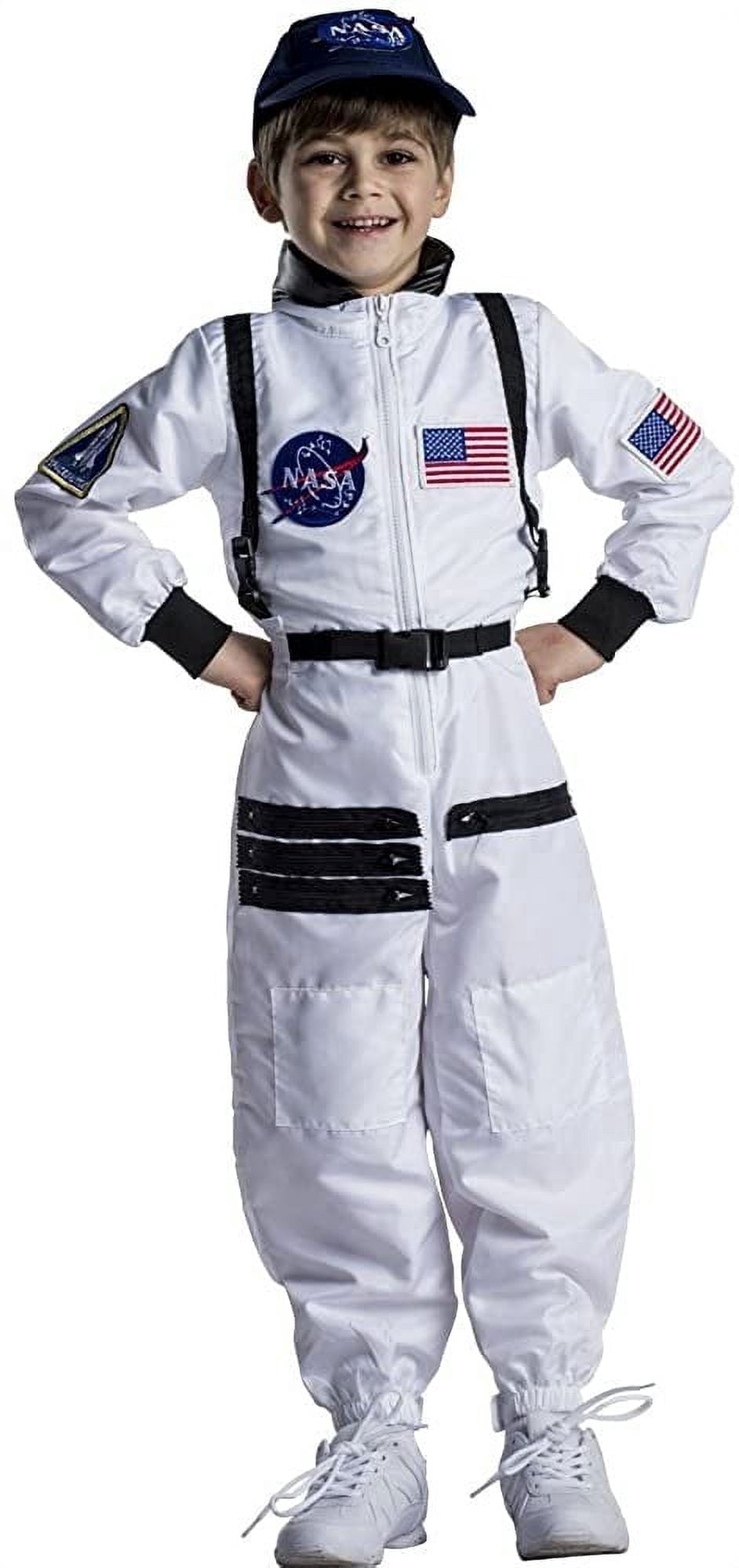 Dress Up America Astronaut Costume for KidsNASA White Spacesuit for Boys & Girl
