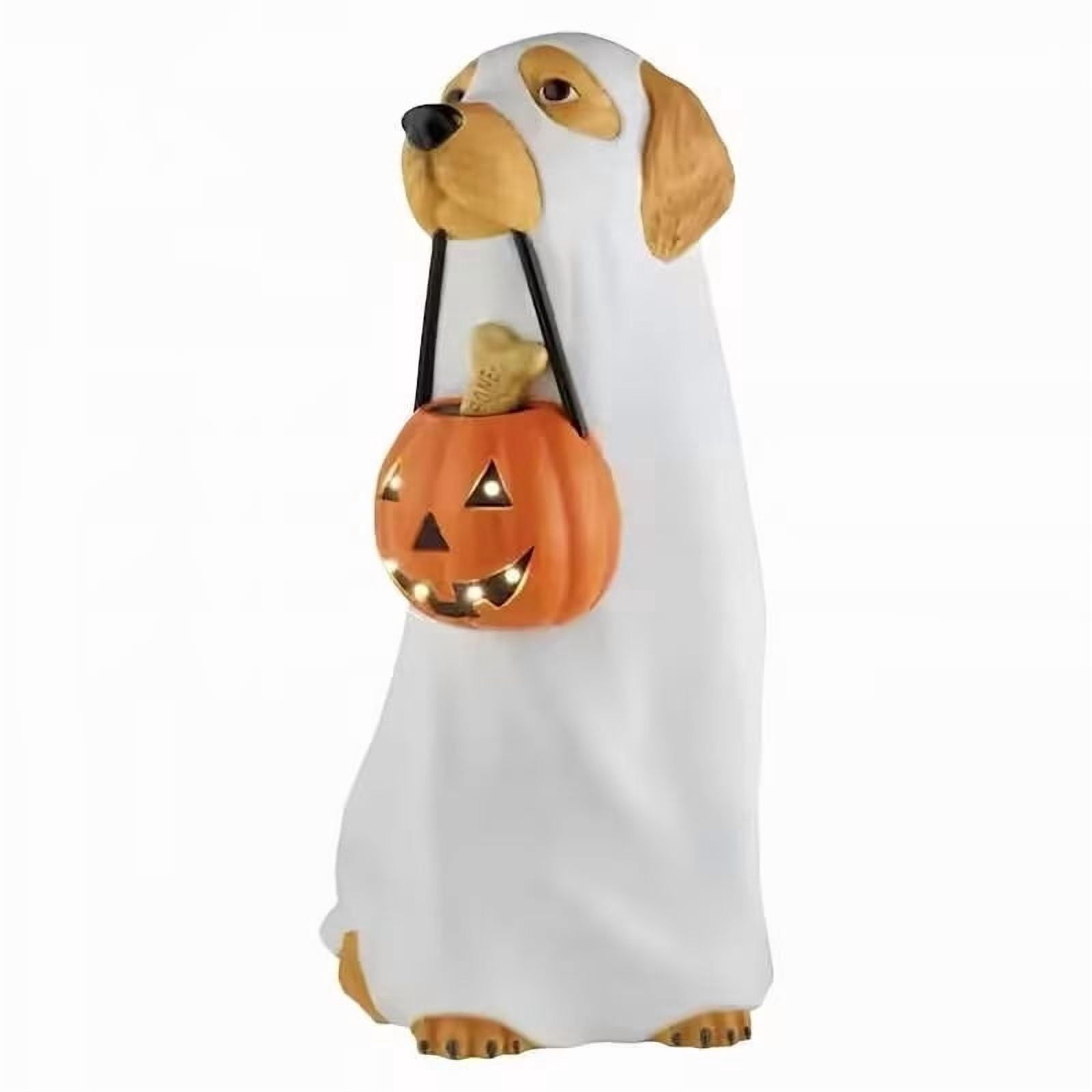 Dyegold Halloween LED Lighted Blow Mold Dog Ghost Figurine Resin Lit Spooky Outdoor Yard Decoration for Patio Garden Home 9.84 in Gift
