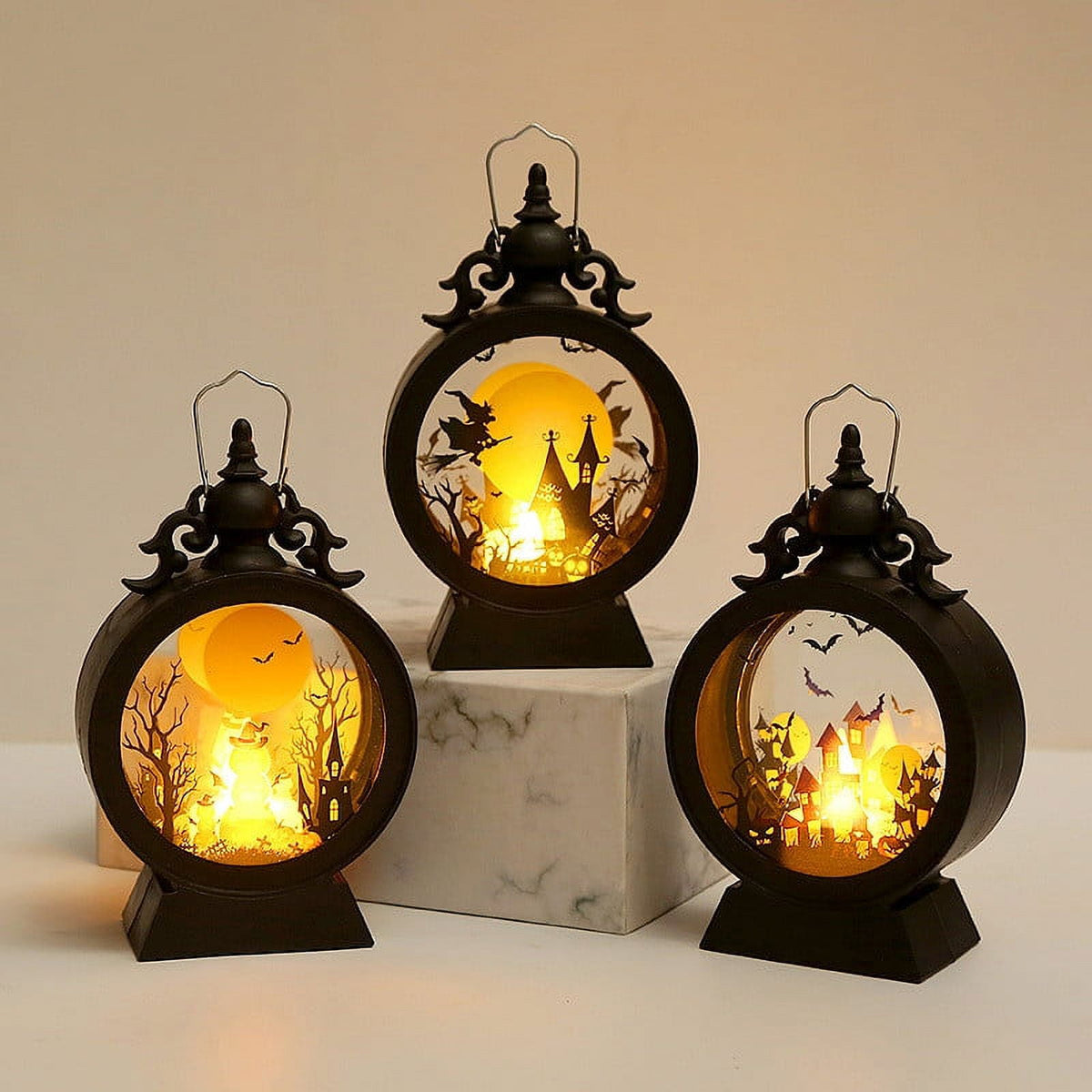 ESULOMP Uses Button Battery Halloween LED Night Light, Black (2 Piece)