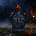 EWASWON Halloween Animated Tombstone, Motion Activated Gravestone with Rising Skeleton, Glowing LED Eyes & Scary Sounds, Outdoor Yard Decoration
