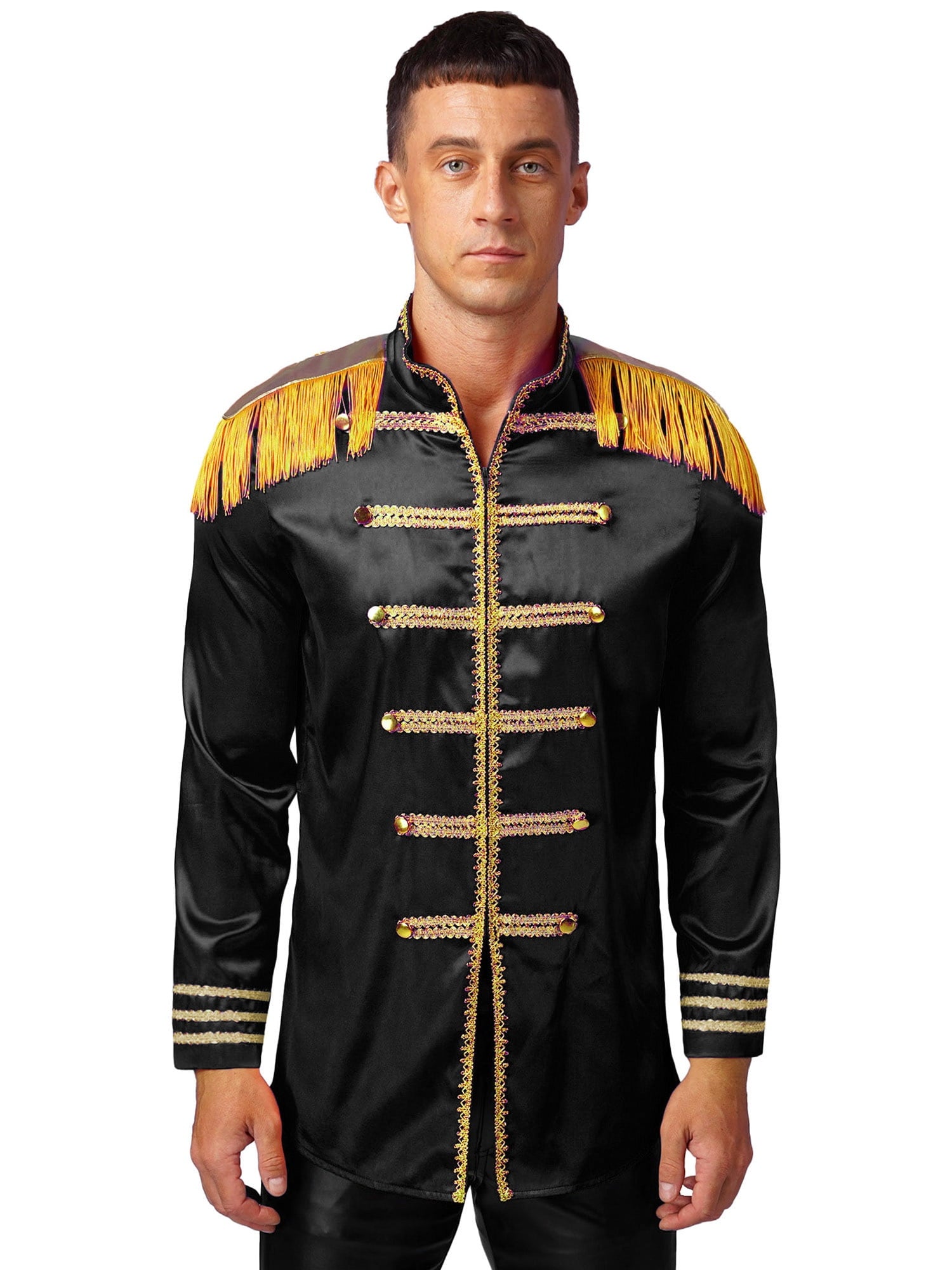 Eandarui Men's Halloween SGT Sergeant Pepper Costume Jacket Fancy Dress Hippie Music Star 1960s Shirt Red M