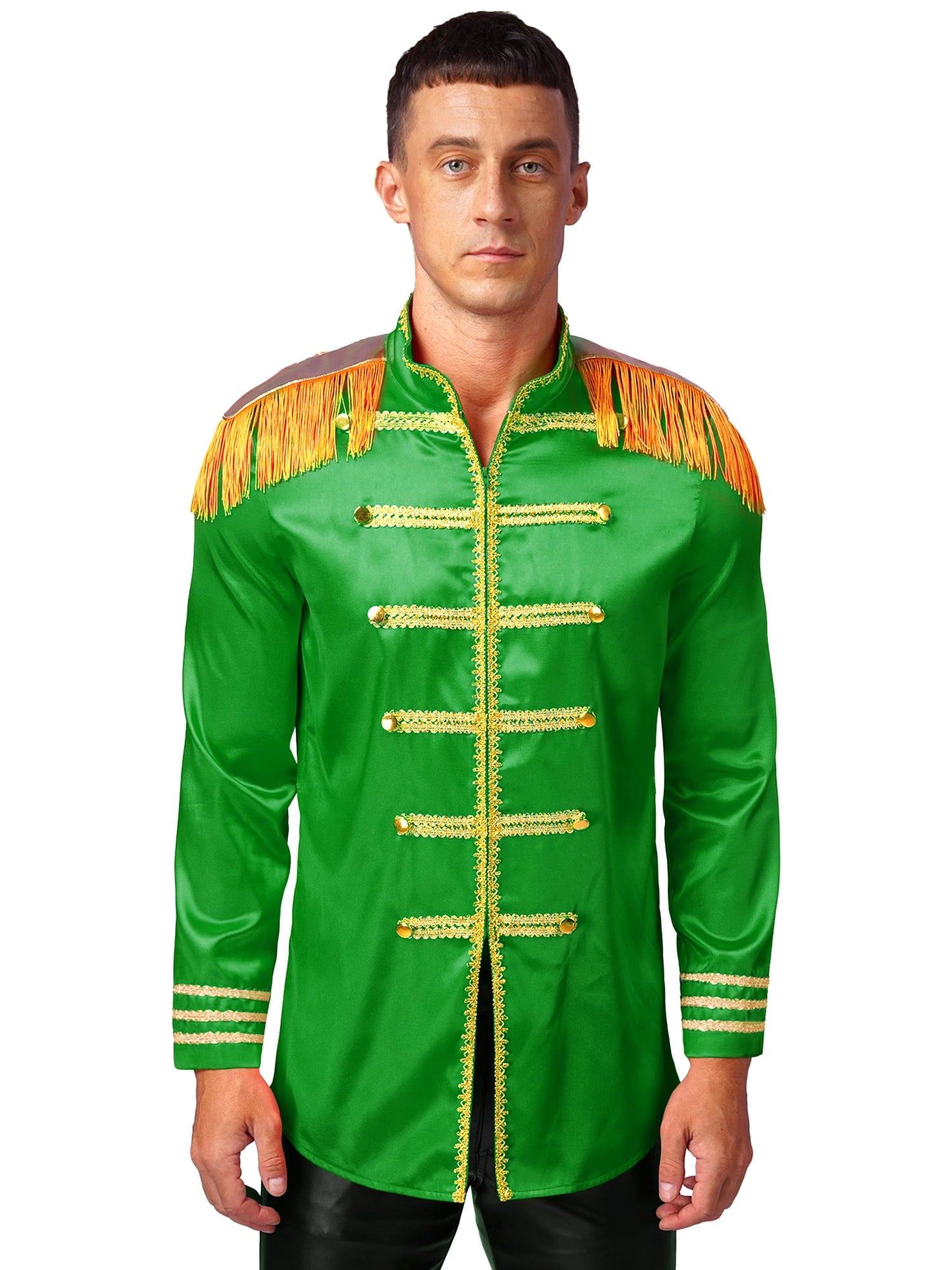 Eandarui Men's Halloween SGT Sergeant Pepper Costume Jacket Fancy Dress Hippie Music Star 1960s Shirt Red M