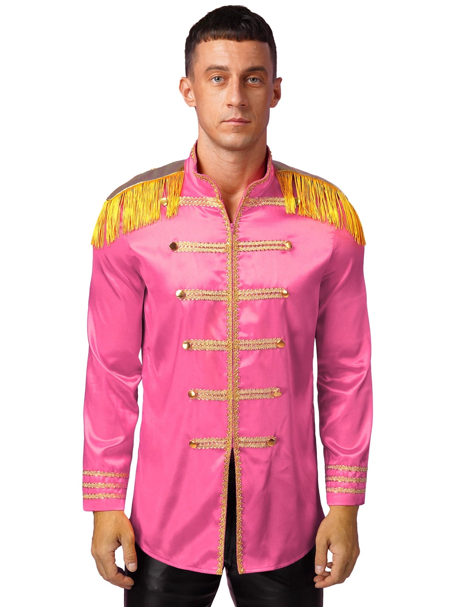 Eandarui Men's Halloween SGT Sergeant Pepper Costume Jacket Fancy Dress Hippie Music Star 1960s Shirt Red S