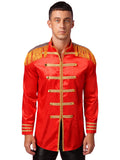 Eandarui Men's Halloween SGT Sergeant Pepper Costume Jacket Fancy Dress Hippie Music Star 1960s Shirt Red S