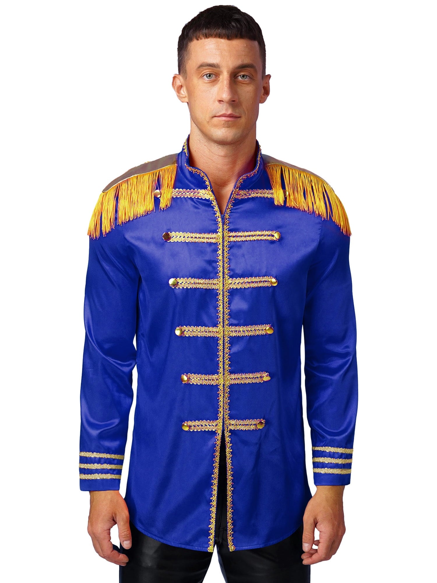 Eandarui Men's Halloween SGT Sergeant Pepper Costume Jacket Fancy Dress Hippie Music Star 1960s Shirt Red M