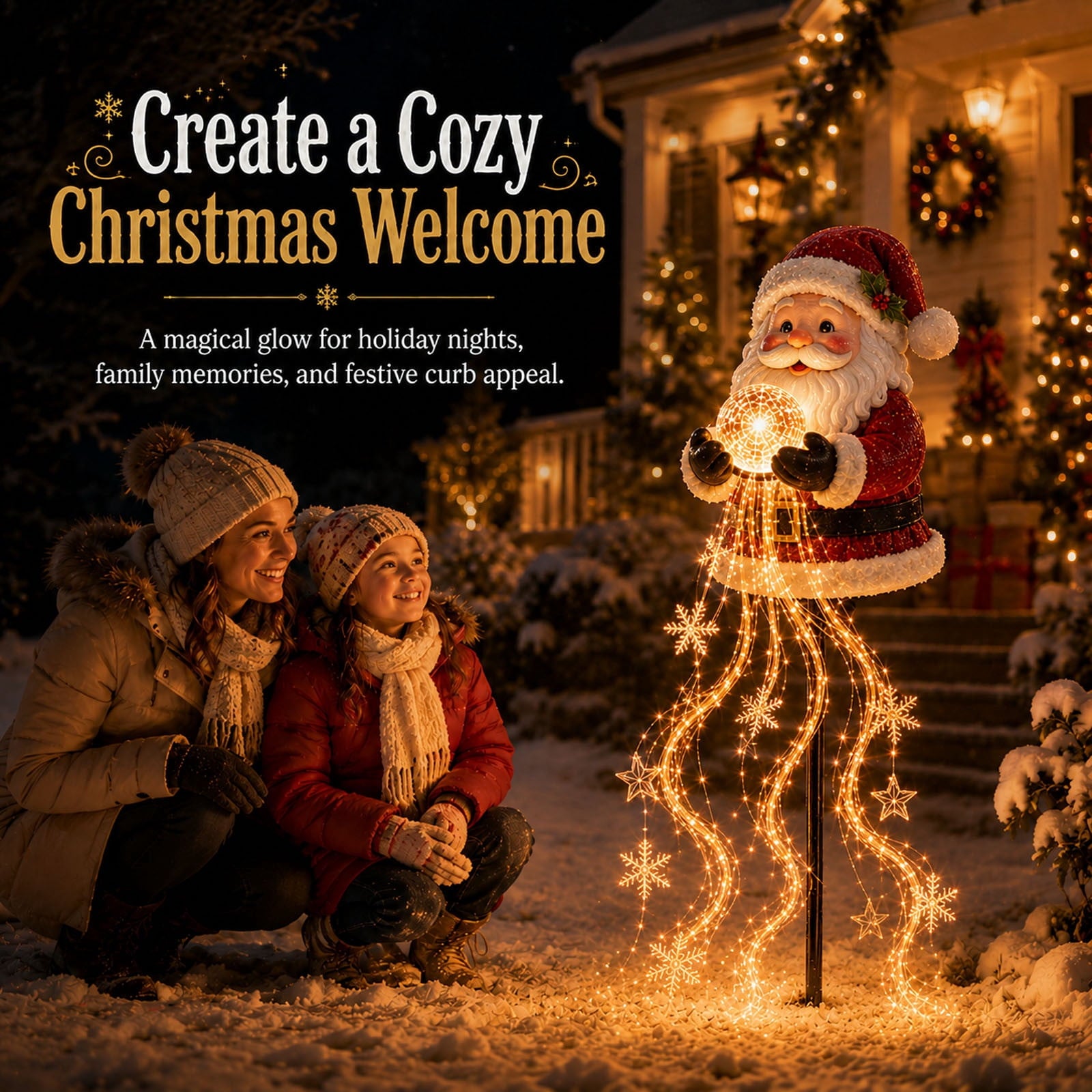 Halloween Witch Cauldron Garden Stake Lights, 2.7Ft LED Color Waterfall-Style Light Flow Flying Witch Garden Stake, Waterproof Weather Resistant Projector Lights for Outdoor Yard, Lawn, Pathway