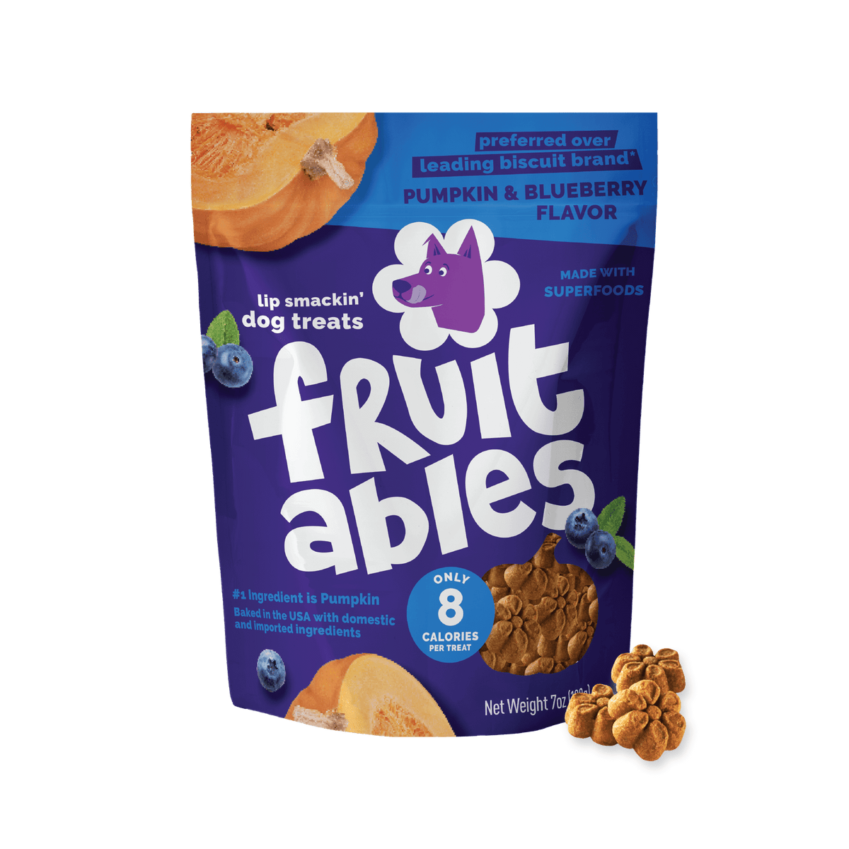 Fruitables Baked Pumpkin & Blueberry Flavor Treats for Dogs - 7 oz