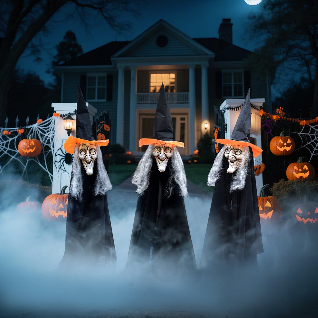 Fun Little Toys 3 Pcs Halloween Witch Decorations, 43" Wicked Witches Decor, Scary Halloween Stakes for Outdoor Graveyard, Garden, Yard, Lawn, Walkway Party Supplies