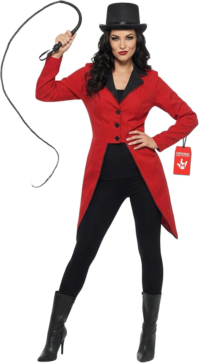 Fun Shack Womens Circus Ringmaster Jacket Ladies Lion Tamer Fancy Dress Costume Halloween Red L