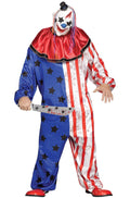 Fun World Evil Clown Costume for Men with Jumpsuit and Mask, Plus Size 64" Chest, 300 lbs