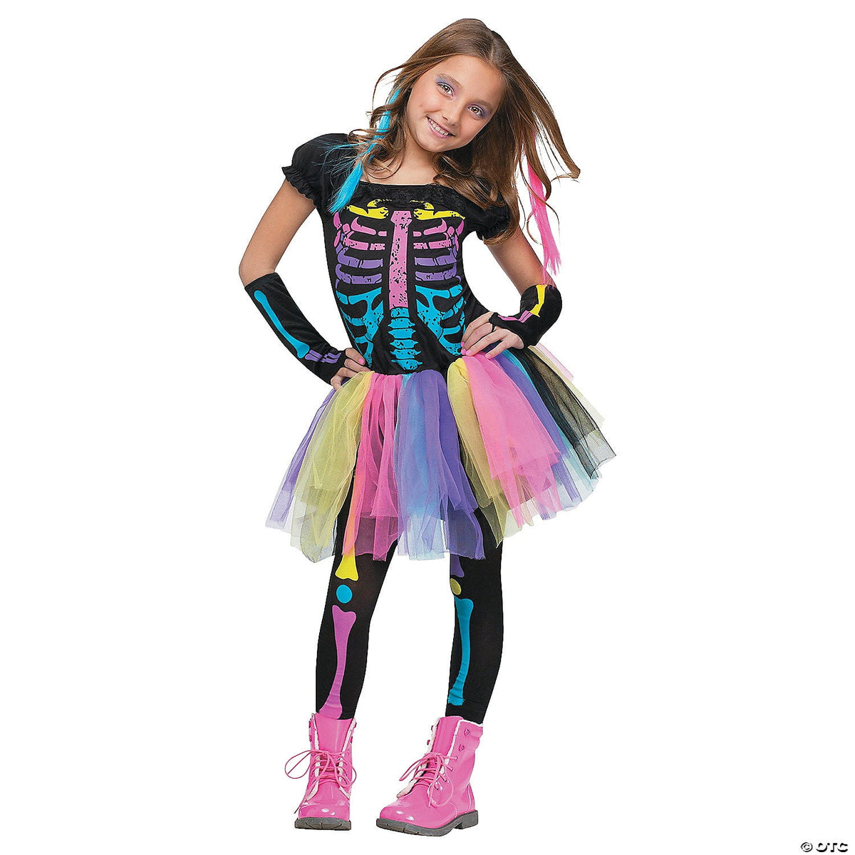 Fun World Girls' Funky Punk Skeleton Tutu Costume - 4-6